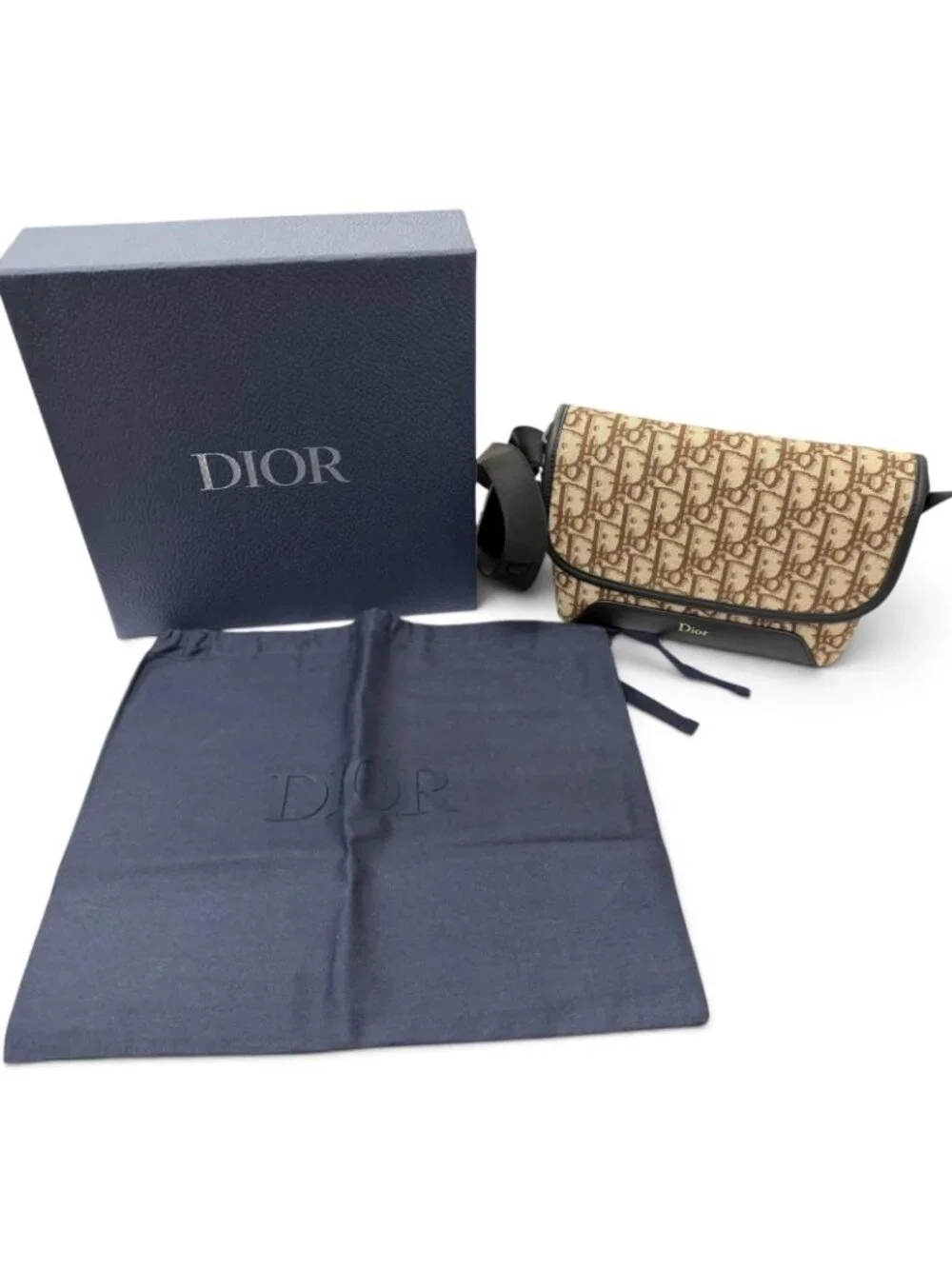Dior Homme Messenger Bag with Flap Mini Leather Oblique